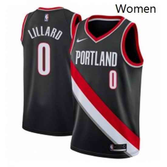 Womens Nike Portland Trail Blazers 0 Damian Lillard Swingman Black Road NBA Jersey Icon Edition